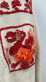 LOEWE Oversized Pom-pom Embroidered-knit Poncho