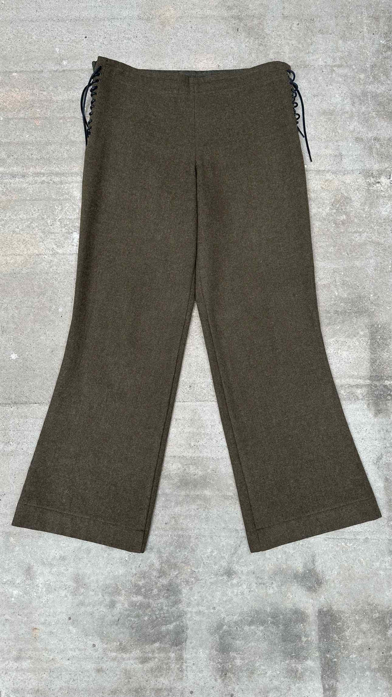 Y's Side-Laceup Felt Flare Pants