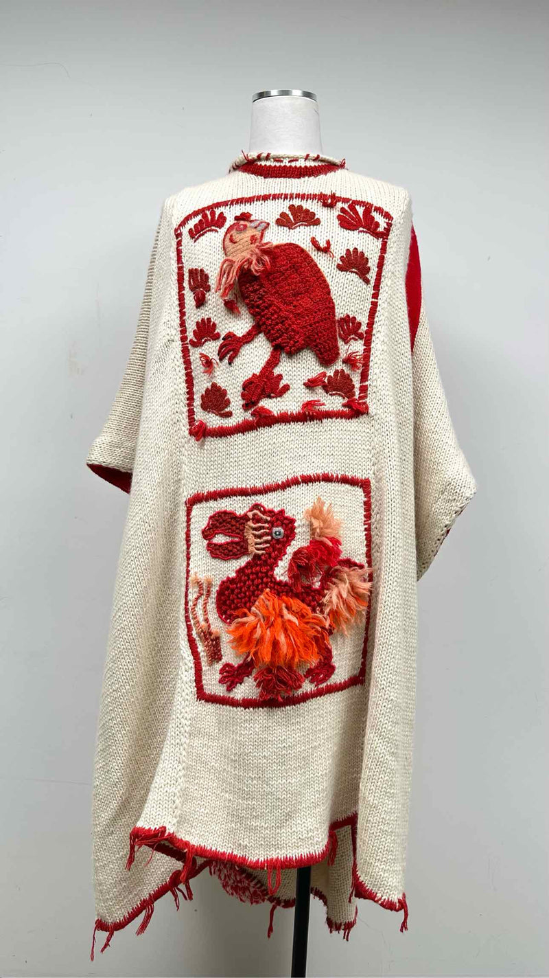 LOEWE Oversized Pom-pom Embroidered-knit Poncho