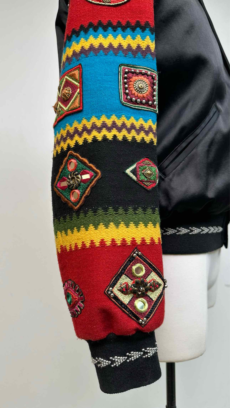 Saint Laurent Indian Tapestry Sleeve Bomber Jacket