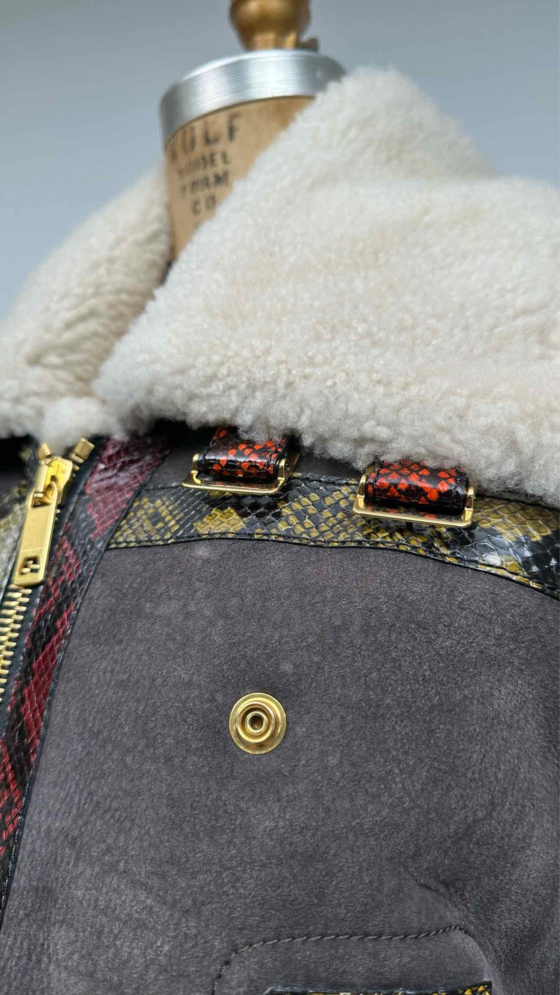 Burberry Shearling Animal Printed Fur Jacket