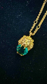 Gucci Lion Head With Aqua Marrine Crystal Necklace