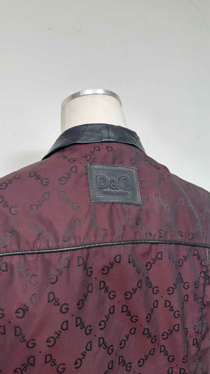 D&G Logo Jacquard Leather Trim Jacket