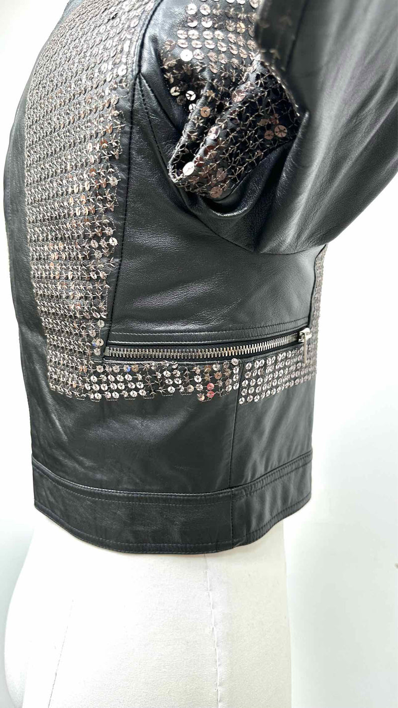 Rick Owens Sequen Detailed Leather Jacket