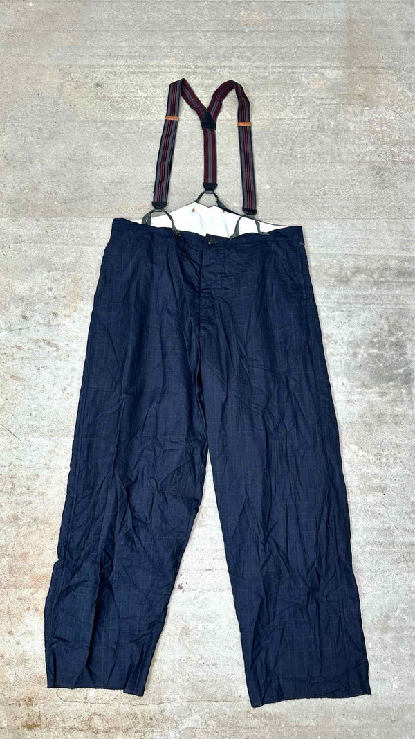 Paul Harnden Suspender Check Wide Pants