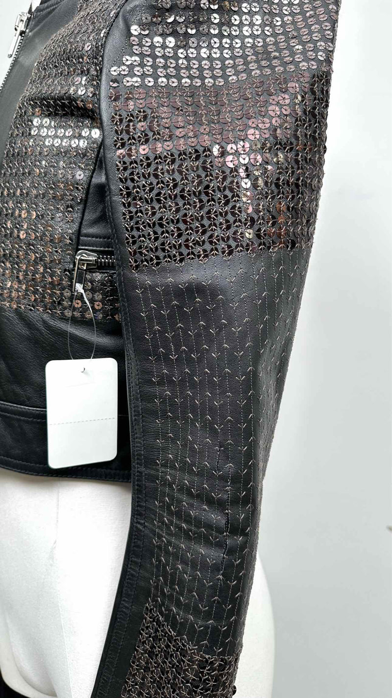 Rick Owens Sequen Detailed Leather Jacket