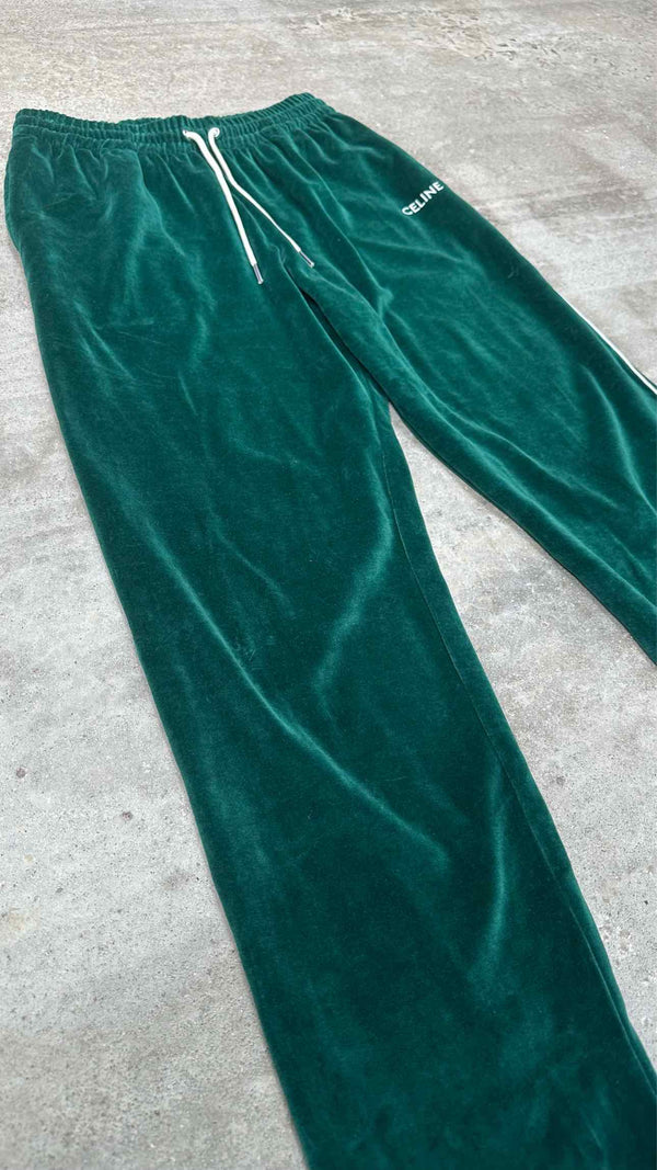 CELINE Velvet Logo-embroidered Side-lined Track Pants