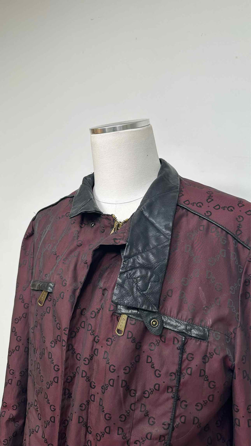 D&G Logo Jacquard Leather Trim Jacket