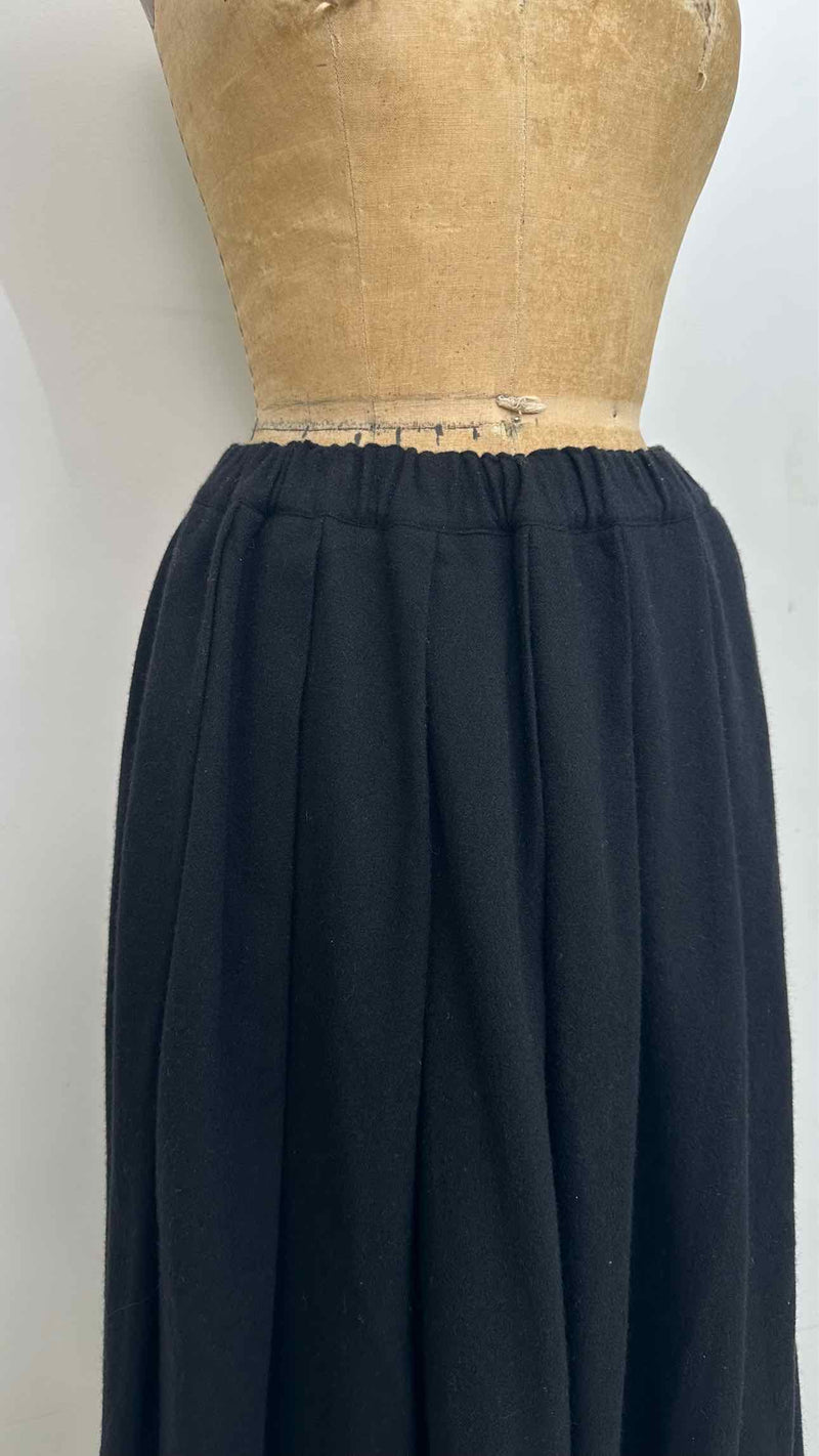 Black Comme Des Garçons Boiled Wool Wide Long Skirt