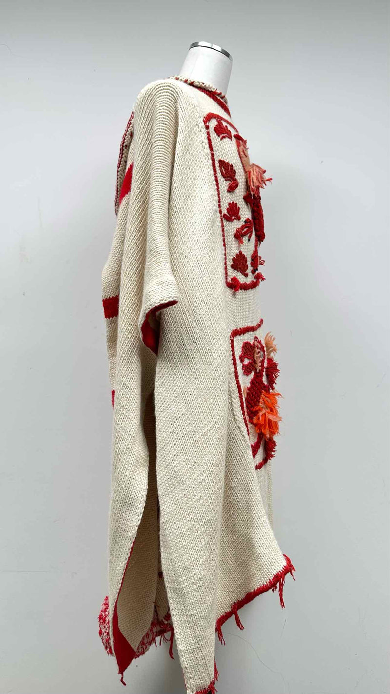 LOEWE Oversized Pom-pom Embroidered-knit Poncho