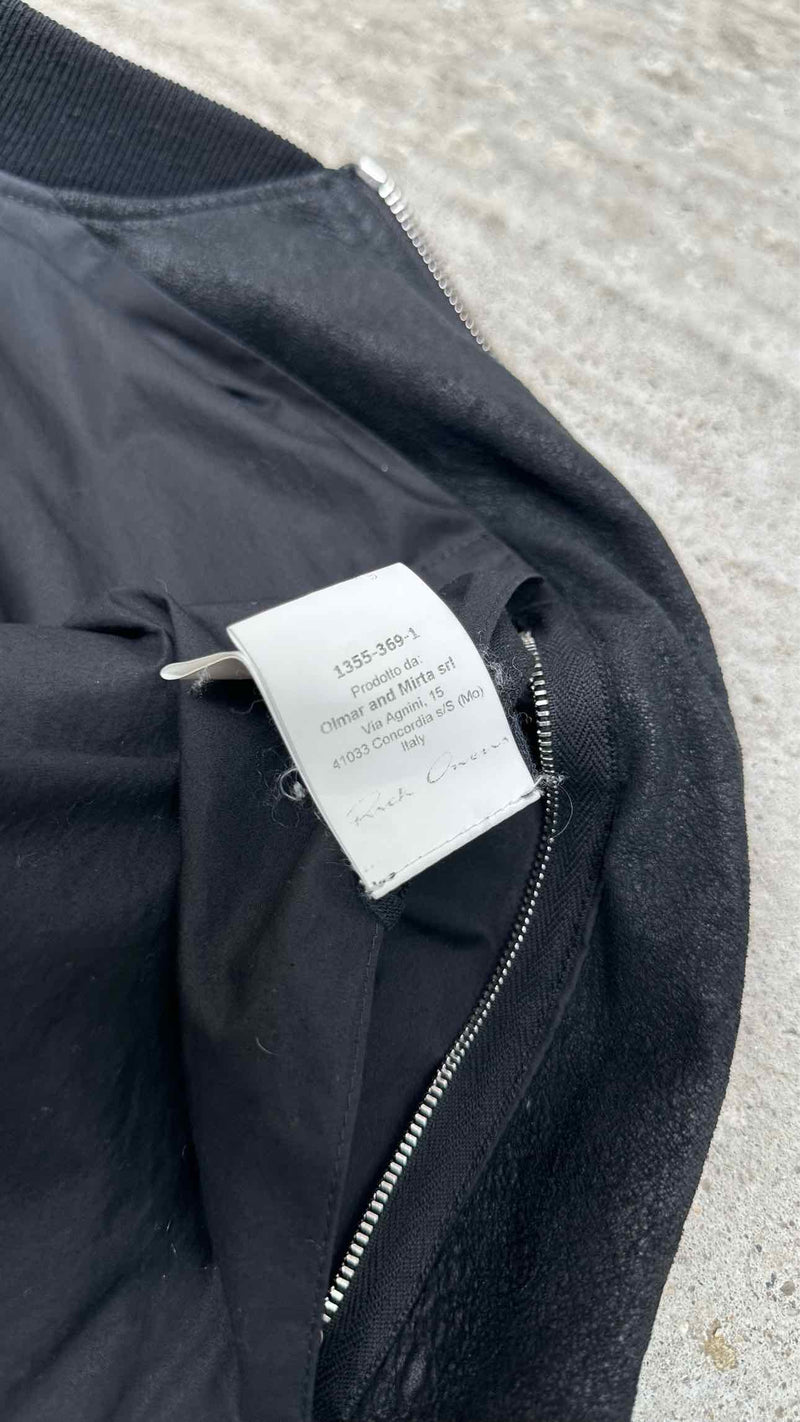 Rick Owens Distressed MA-1 Leather Jacket