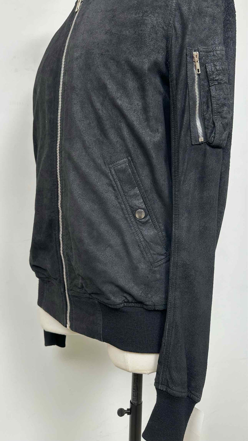 Rick Owens Distressed MA-1 Leather Jacket