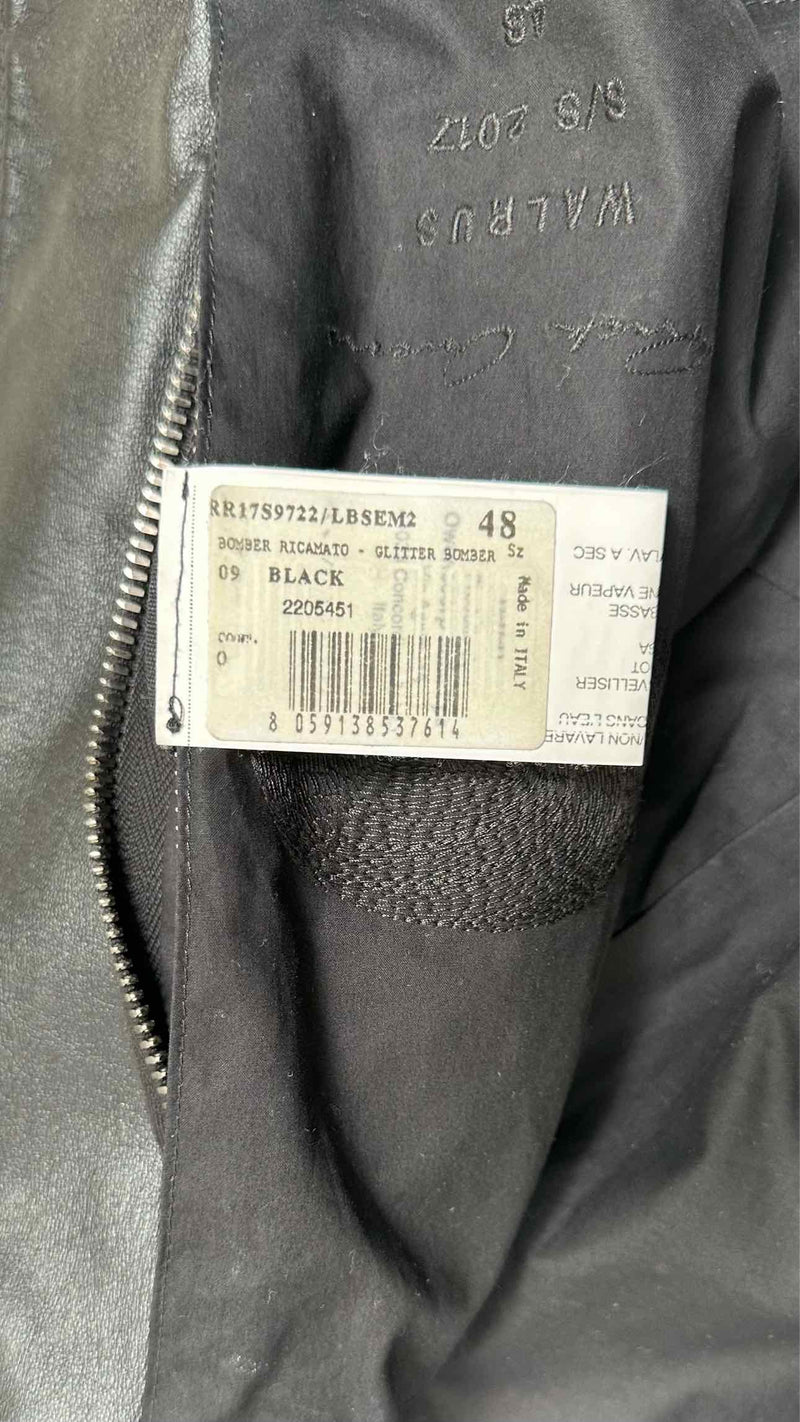 Rick Owens Sequen Detailed Leather Jacket