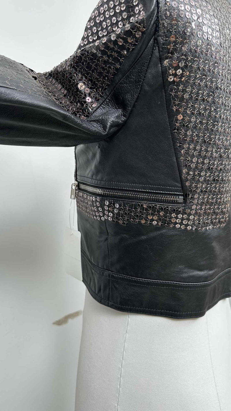 Rick Owens Sequen Detailed Leather Jacket