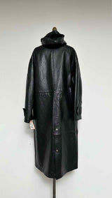 Acne Studios Hook-closures Hooded Leather Oversize Coat