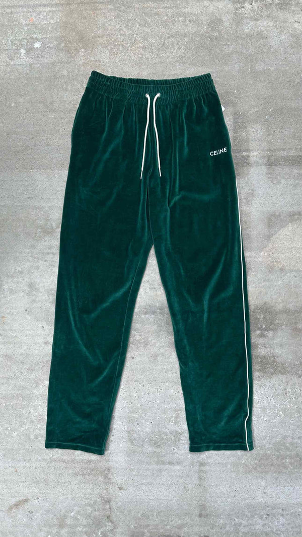 CELINE Velvet Logo-embroidered Side-lined Track Pants