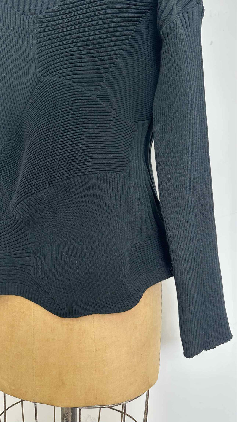 Issey Miyake High-neck Curve Rib Sweater